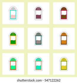 Set of label icon on design sticker collection salt shakers