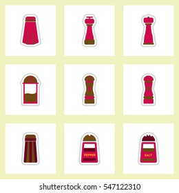 Set of label icon on design sticker collection salt shakers
