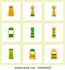 Set of label icon on design sticker collection salt shakers