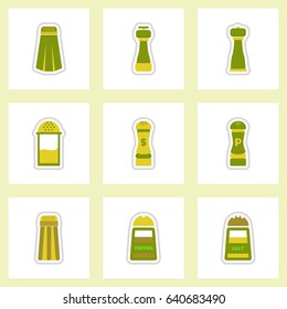 Set of label icon on design sticker collection salt shakers