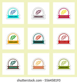 Set of label icon on sticker. Kitchenware seasoning spice