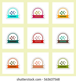 Set of label icon on sticker. Kitchenware seasoning spice