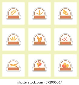 Set of label icon on sticker. Kitchenware seasoning spice