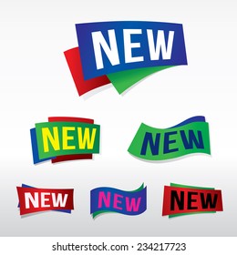 Set of label, icon, tag with text "new". vector illustration