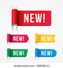 Set of label, icon, tag with text "new". vector illustration