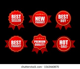 Set of label for media promotion sith ribbon decoration