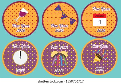 a set of label for new year