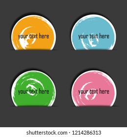 Set of label paper circle brush stroke. Vector illustration.