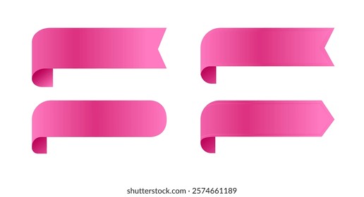 Set Label Pink Ribbon tag banner - sticker sale badge promotion Vector illustration.