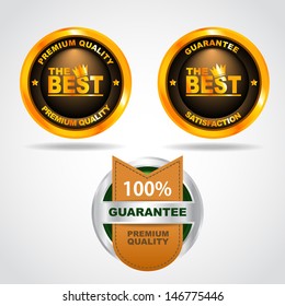 Set of label. Premium quality. 100% guarantee. Vector illustration