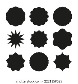 Set label in retro style on black background. Sticker template. Vector illustration.