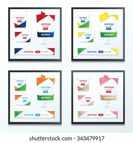 set of Label, Ribbon Origami Style