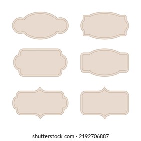 Conjunto de etiquetas adhesivas de varias formas en estilo vintage antiguo.