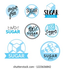 Set of label with text Sugar free. Vector illustration. Lettering typography