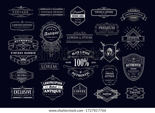 Set Label Vintage Western Antique Hand Stock Vector (Royalty Free ...