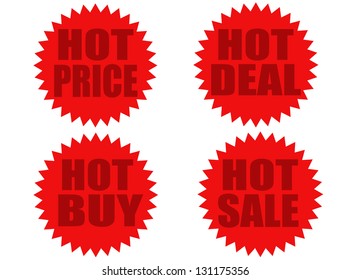 Set of label with word hot inside,vector illustration