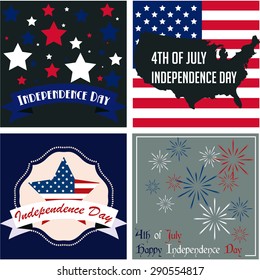 Set of labels and backgrounds with different elements for independence day. Vector illustration