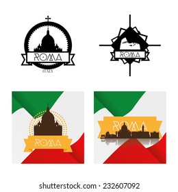 a set of labels and backgrounds with famous places in rome