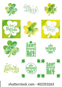 Set of labels and backgrounds for saint patrick's day