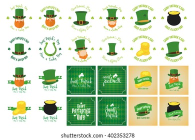 Set of labels and backgrounds for saint patrick's day