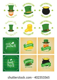Set of labels and backgrounds for saint patrick's day