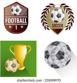 a set of labels and backgrounds with soccer balls and different elements