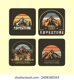 set of labels and badges adventure