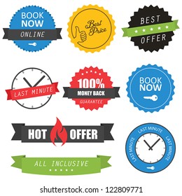 Conjunto de etiquetas y distintivos para hoteles