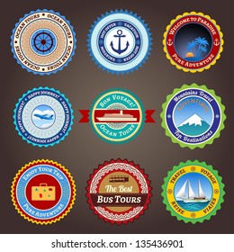 Set of labels, badges and stickers on travel