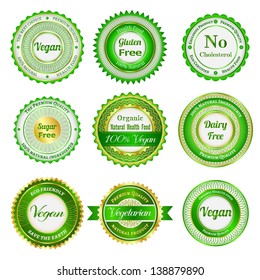 Set of labels, badges and stickers on organic and natural food