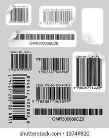 Set of  labels with bar codes