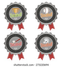 Set of labels with baseball elements. Vector illustration