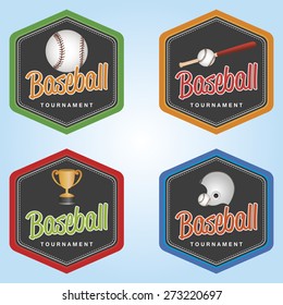 Set of labels with baseball elements. Vector illustration