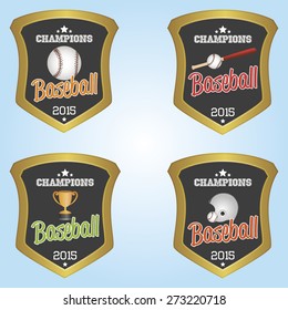 Set of labels with baseball elements. Vector illustration