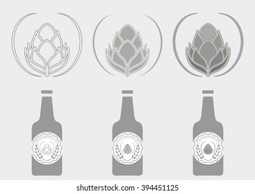 Set of labels of beer and design elements, vector illustration logo design