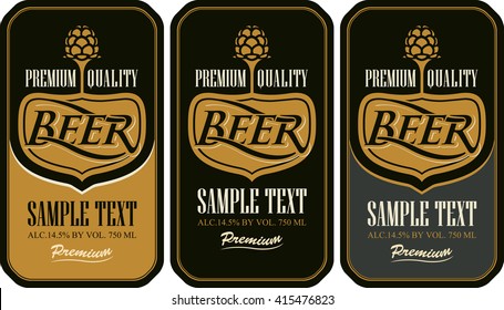 set labels for beer in a retro style with malt