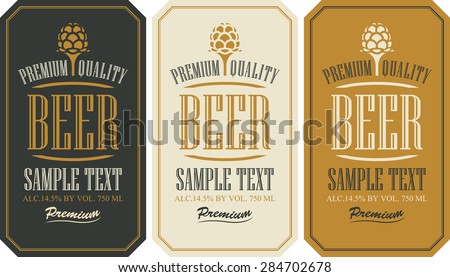 set labels for beer in a retro style with malt
