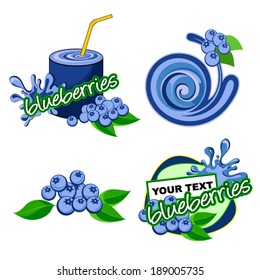 Set of labels with blueberries.