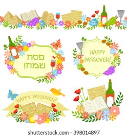 set of labels and border for Passover