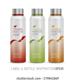Set of labels & bottles for flavored drinks