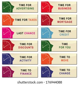 Set of labels for business hours. Vector illustration.