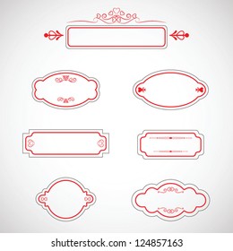 Set of labels and calligraphic design elements, Valentine's Day