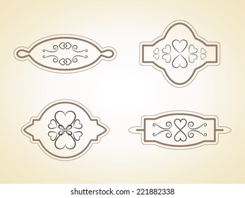 Set of labels and calligraphic design with heart elements