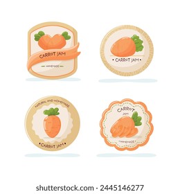 Set of labels for carrot jam packaging