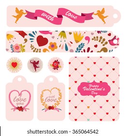 Set of labels to celebrating Valentine`s day. Vector illustration .