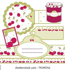 set of labels for cherry jam