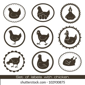Set of labels with chicken.