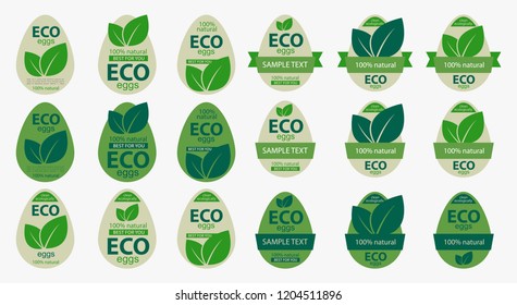Set of Labels as a chicken egg. Ecological product