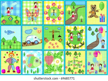 Set of labels and labels for children