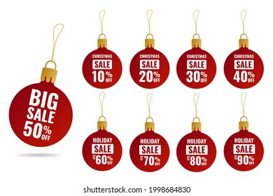 Set von Etiketten oder Weihnachtsbälle. Pappetiketten. Vektorgrafik